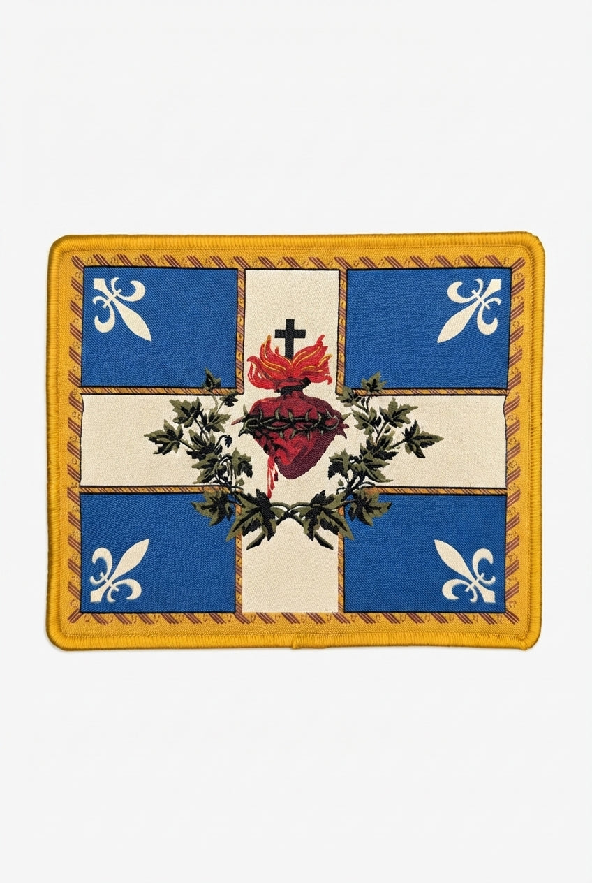 Rectangular patch depicting the traditional Sacred Heart of Jesus flag.